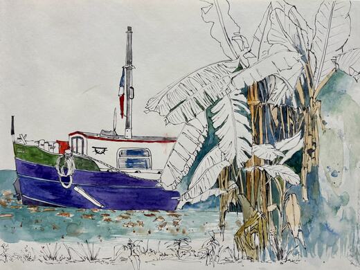 Péniche, aquarelle — Murielle Seys