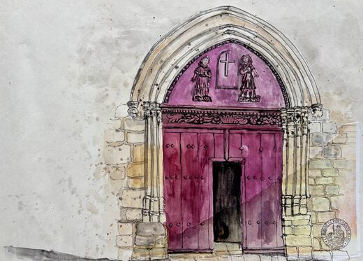 Portail d'église, aquarelle — Murielle Seys